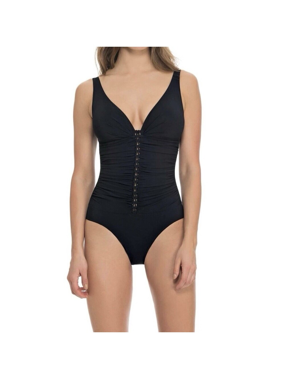 Profile By Gottex Waterfall D Cup Shirred V-Neck One Piece Size 10 D